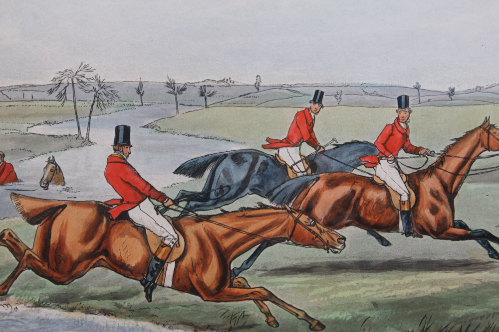 Frederick Christian Lewis Aquatint Engraving After Henry Alken "The Quorn Hunt: The Whissendine Appears in View"