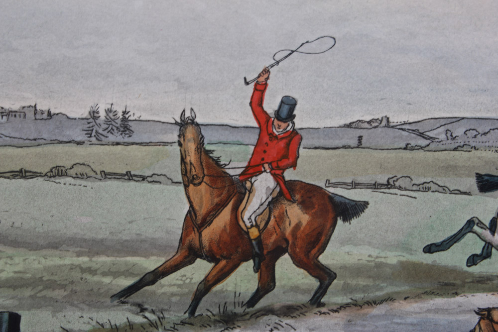 Frederick Christian Lewis Aquatint Engraving After Henry Alken "The Quorn Hunt: The Whissendine Appears in View"