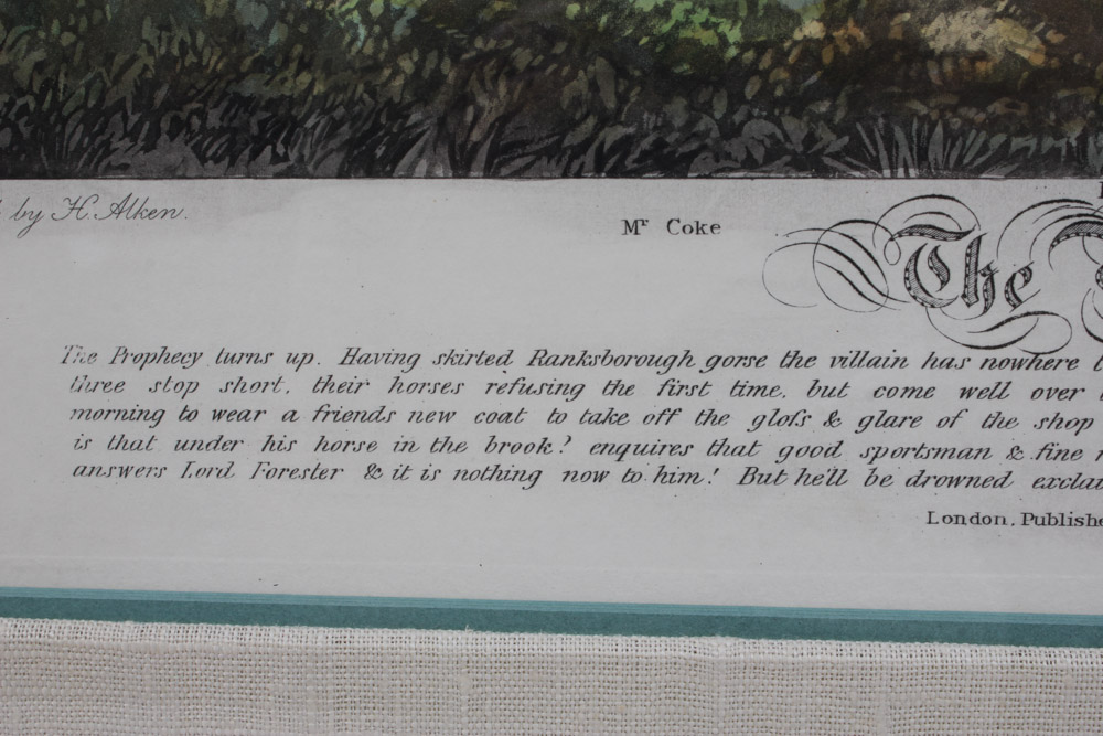 Frederick Christian Lewis Aquatint Engraving After Henry Alken "The Quorn Hunt: The Whissendine Appears in View"