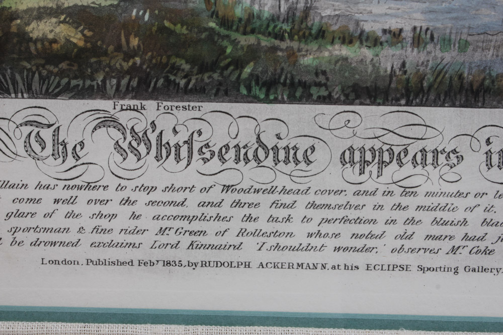 Frederick Christian Lewis Aquatint Engraving After Henry Alken "The Quorn Hunt: The Whissendine Appears in View"