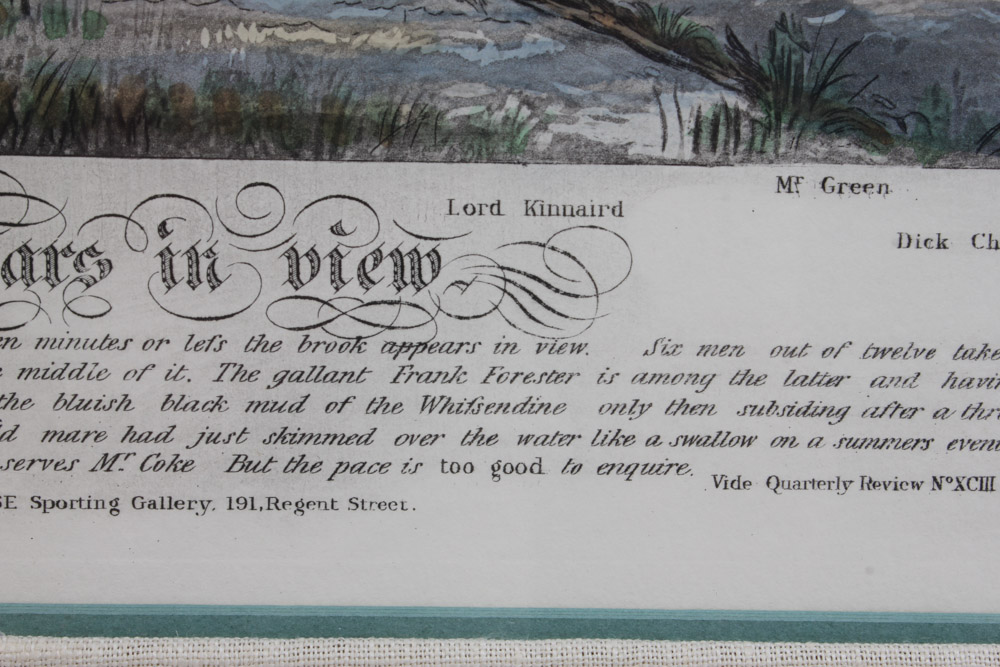 Frederick Christian Lewis Aquatint Engraving After Henry Alken "The Quorn Hunt: The Whissendine Appears in View"