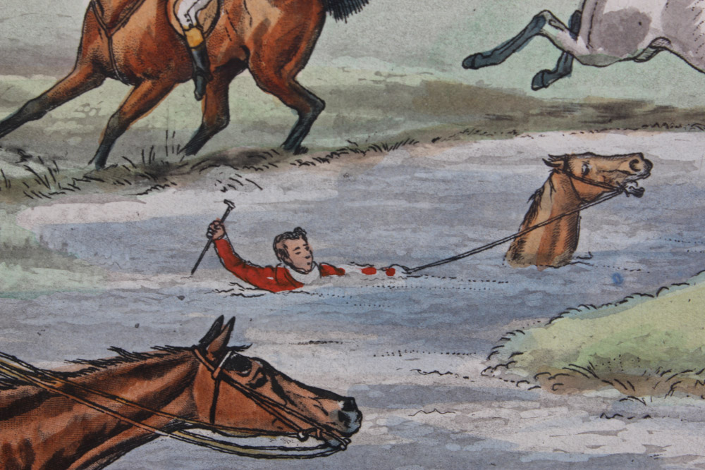 Frederick Christian Lewis Aquatint Engraving After Henry Alken "The Quorn Hunt: The Whissendine Appears in View"