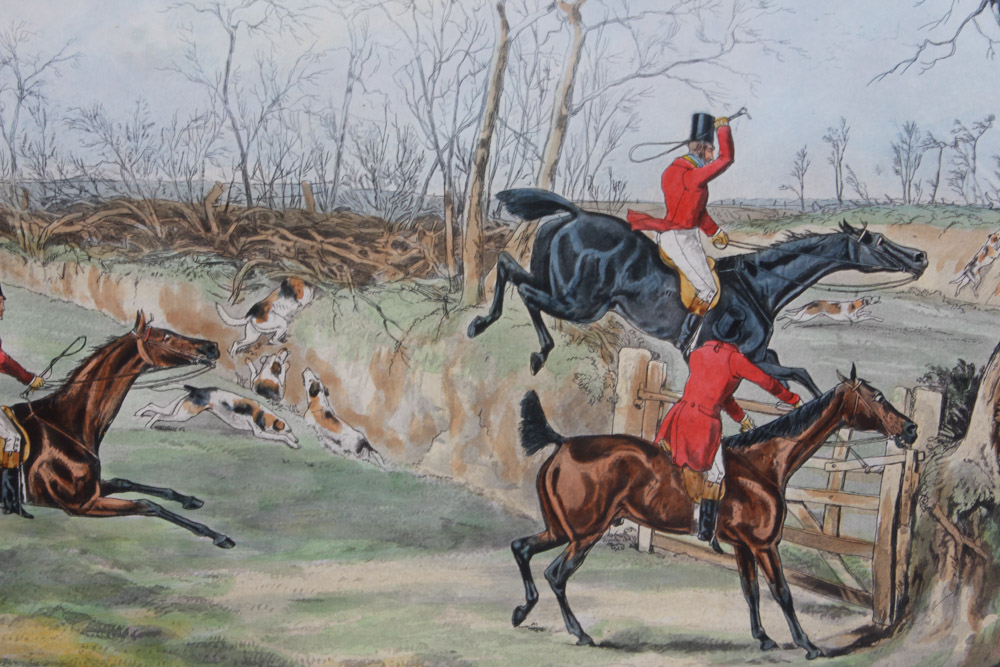 Frederick Christian Lewis Aquatint Engraving After Henry Alken "The Quorn Hunt: Snob is Beat!"