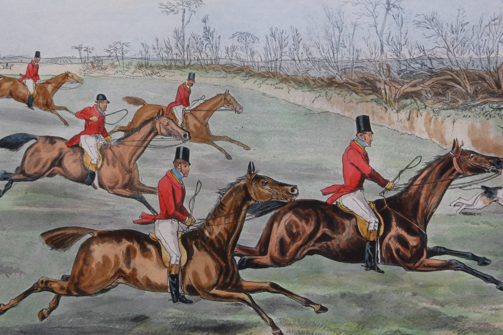 Frederick Christian Lewis Aquatint Engraving After Henry Alken "The Quorn Hunt: Snob is Beat!"