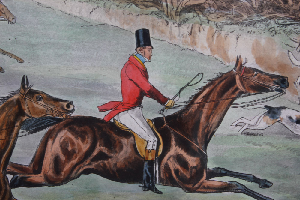 Frederick Christian Lewis Aquatint Engraving After Henry Alken "The Quorn Hunt: Snob is Beat!"