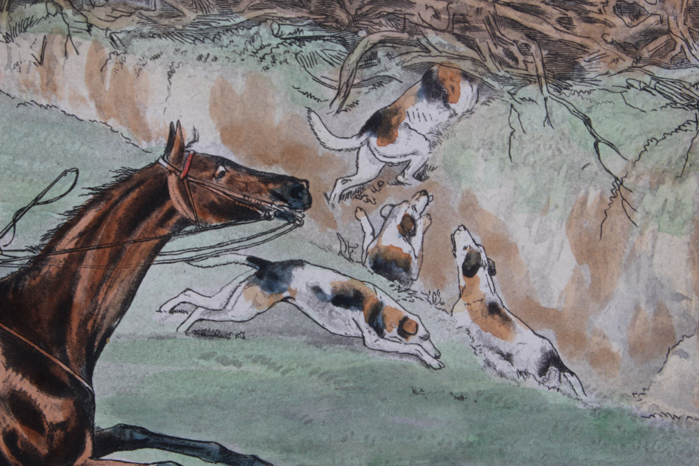 Frederick Christian Lewis Aquatint Engraving After Henry Alken "The Quorn Hunt: Snob is Beat!"
