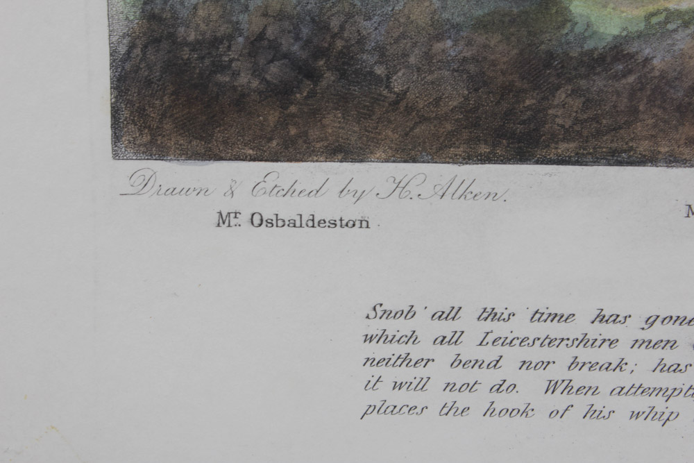 Frederick Christian Lewis Aquatint Engraving After Henry Alken "The Quorn Hunt: Snob is Beat!"