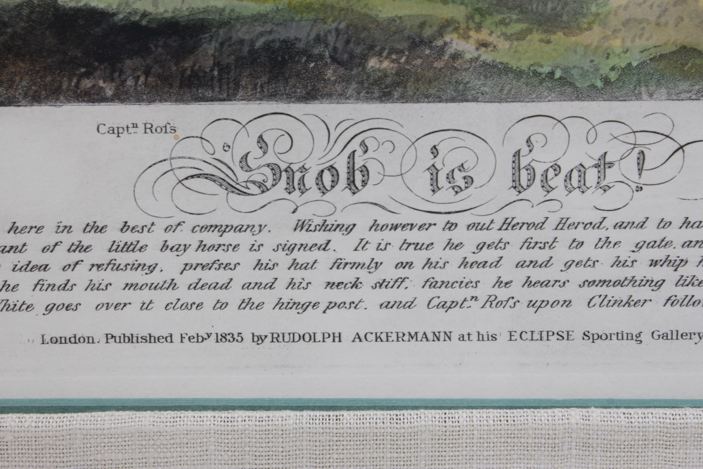 Frederick Christian Lewis Aquatint Engraving After Henry Alken "The Quorn Hunt: Snob is Beat!"