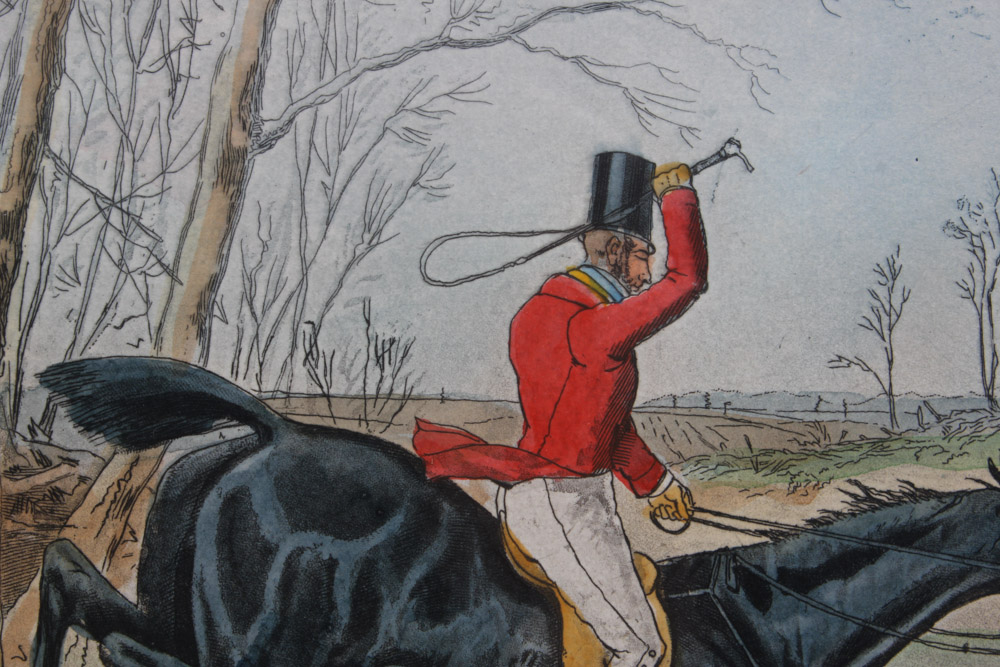 Frederick Christian Lewis Aquatint Engraving After Henry Alken "The Quorn Hunt: Snob is Beat!"