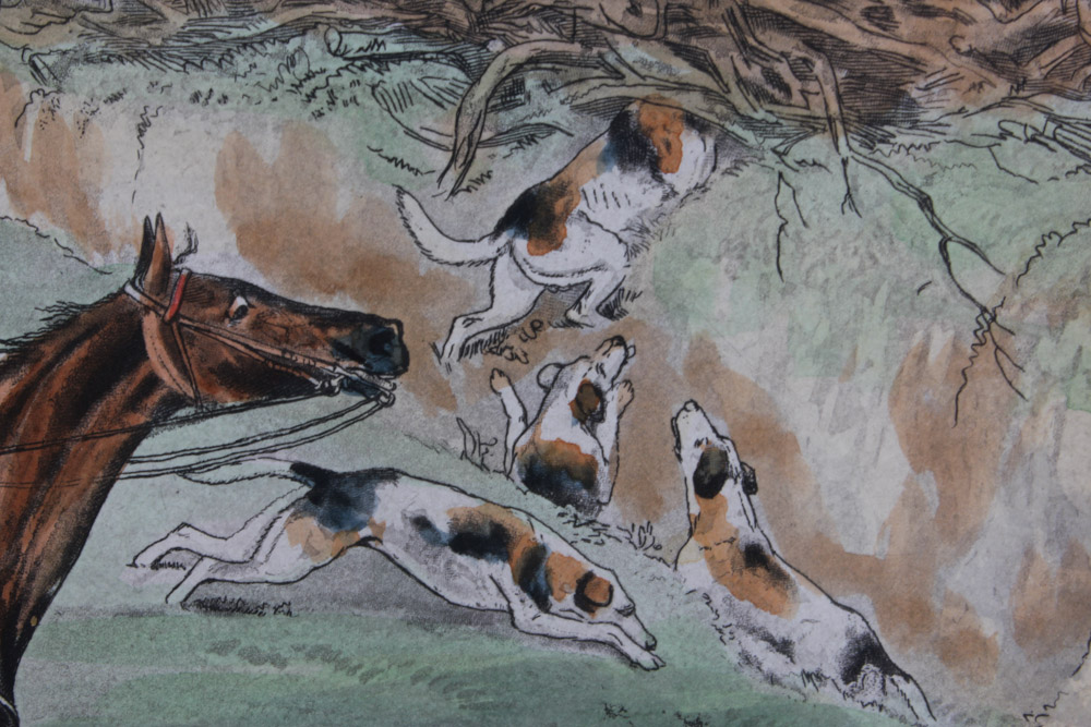 Frederick Christian Lewis Aquatint Engraving After Henry Alken "The Quorn Hunt: Snob is Beat!"