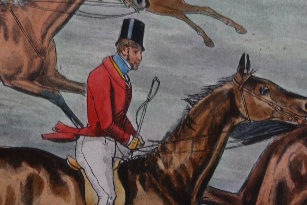 Frederick Christian Lewis Aquatint Engraving After Henry Alken "The Quorn Hunt: Snob is Beat!"