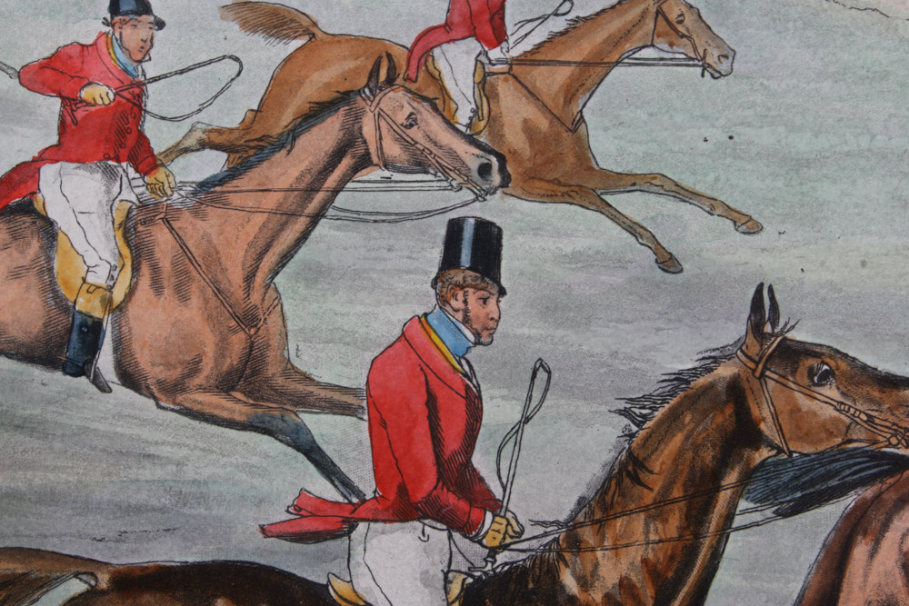 Frederick Christian Lewis Aquatint Engraving After Henry Alken "The Quorn Hunt: Snob is Beat!"