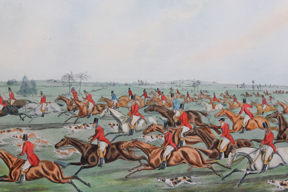 Frederick Christian Lewis Aquatint Engraving After Henry Alken "The Quorn Hunt: Tally-Ho and Away"