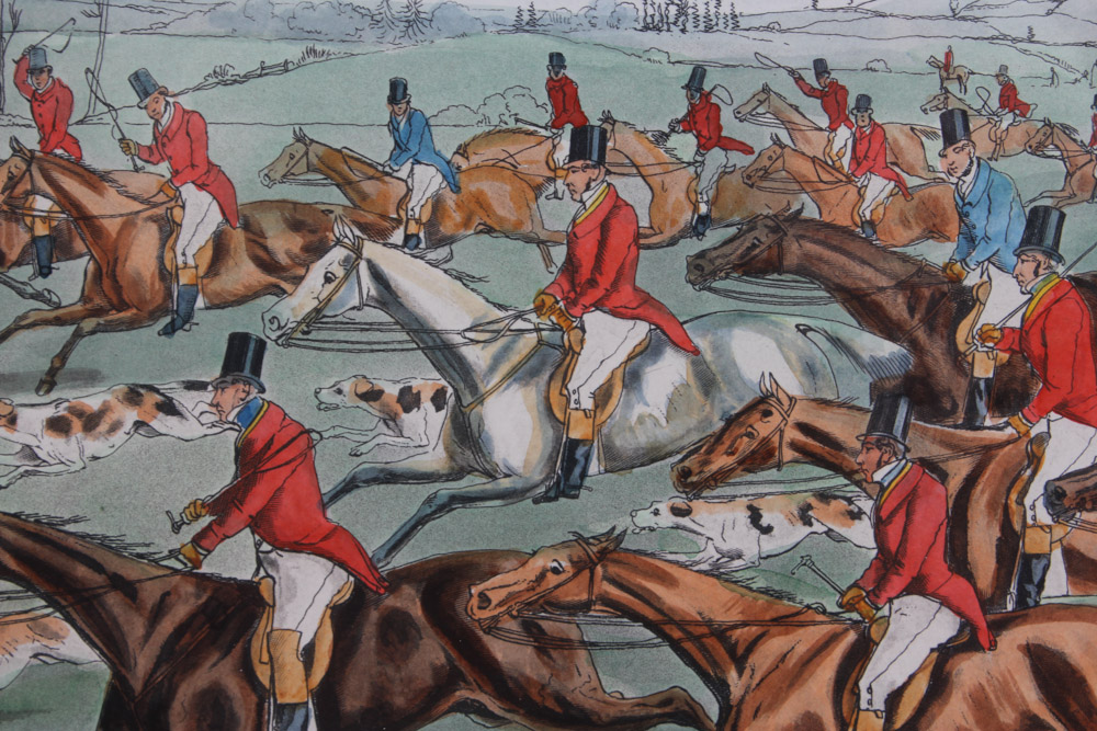 Frederick Christian Lewis Aquatint Engraving After Henry Alken "The Quorn Hunt: Tally-Ho and Away"