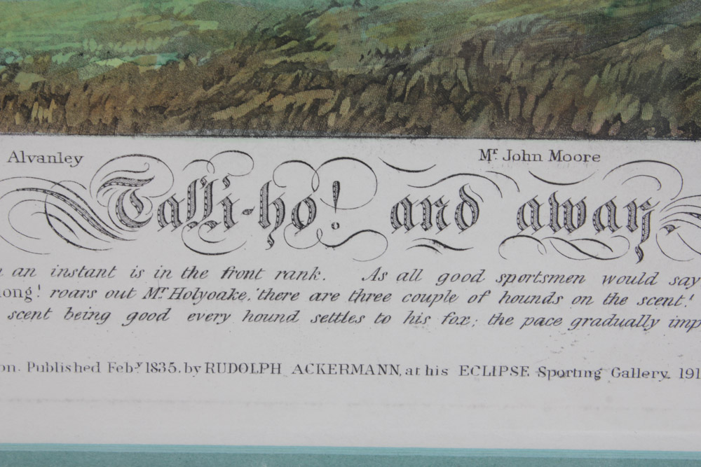 Frederick Christian Lewis Aquatint Engraving After Henry Alken "The Quorn Hunt: Tally-Ho and Away"