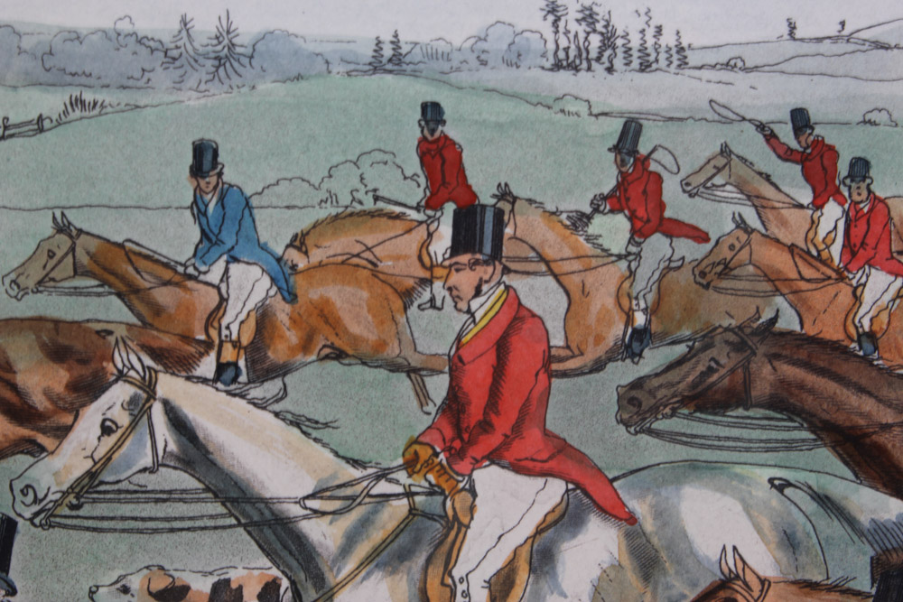 Frederick Christian Lewis Aquatint Engraving After Henry Alken "The Quorn Hunt: Tally-Ho and Away"