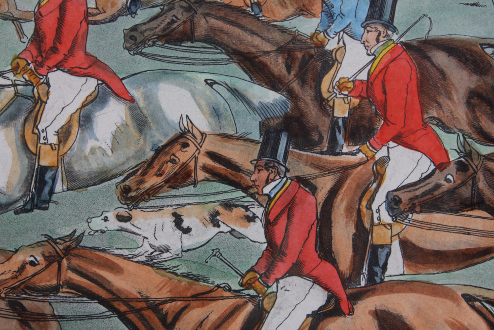 Frederick Christian Lewis Aquatint Engraving After Henry Alken "The Quorn Hunt: Tally-Ho and Away"
