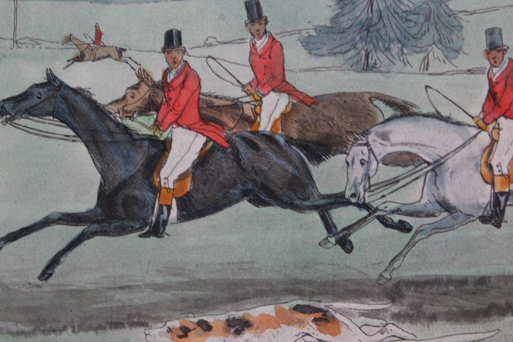 Frederick Christian Lewis Aquatint Engraving After Henry Alken "The Quorn Hunt: Tally-Ho and Away"