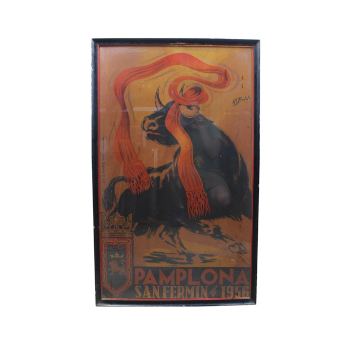 Original 1956 Color Lithograph Poster For The Festival of San Fermin