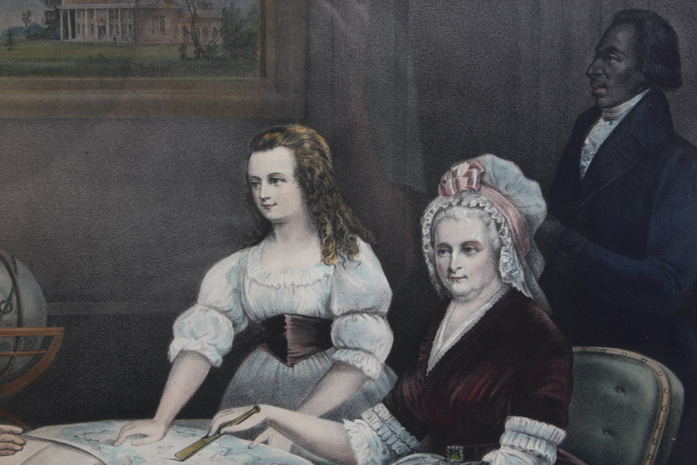 Currier & Ives Chromolithograph "Washington at Home"