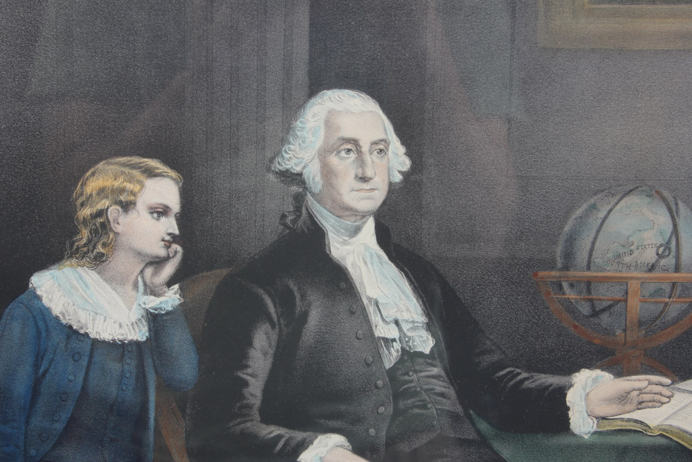 Currier & Ives Chromolithograph "Washington at Home"