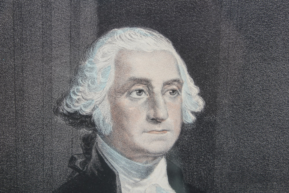 Currier & Ives Chromolithograph "Washington at Home"