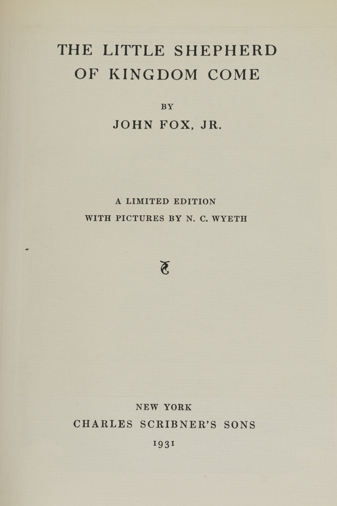 1931 Limited Edition Printing "The Little Shepherd of Kingdom Come" by John Fox Jr.