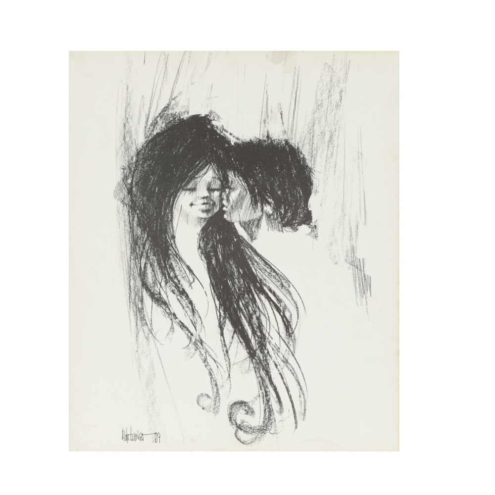 After Aldo Luongo Halftone Print on Paper of Embracing Couple