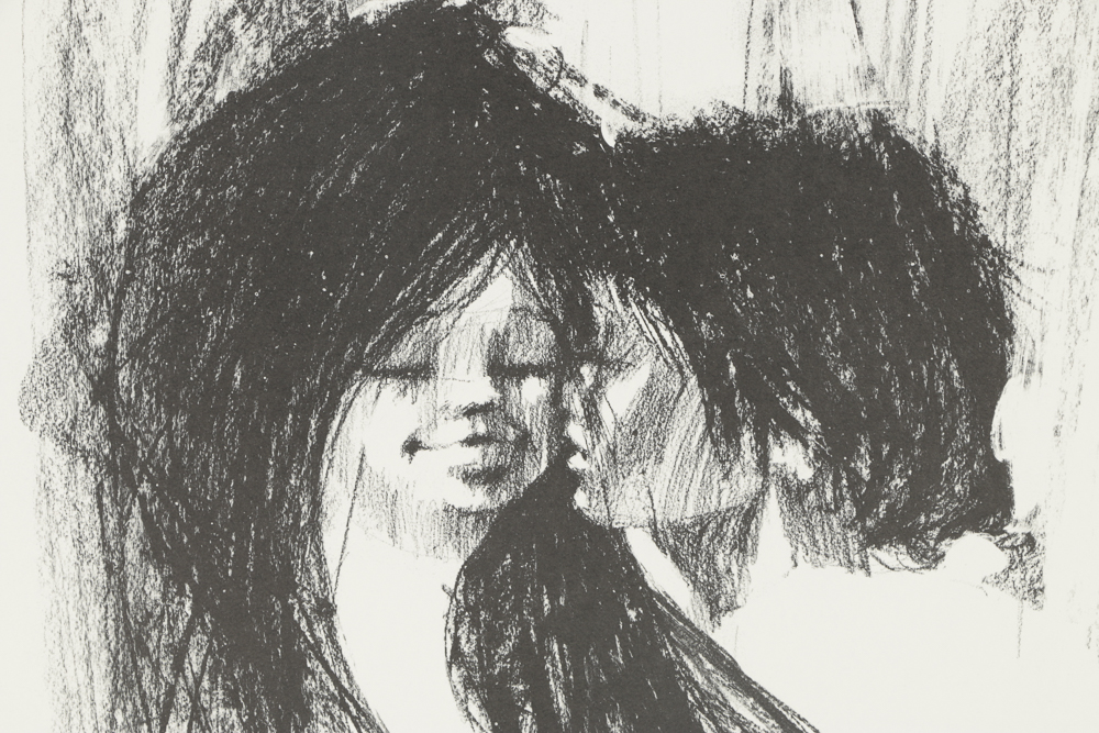 After Aldo Luongo Halftone Print on Paper of Embracing Couple