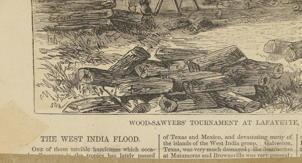 Harper's Weekly Engraving on Paper "Wood-sawers' Tournament"