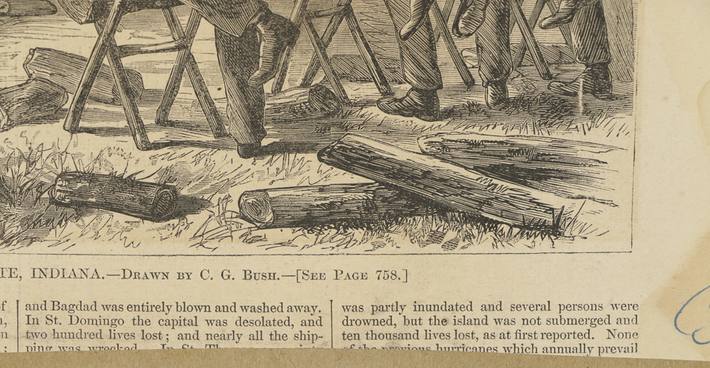 Harper's Weekly Engraving on Paper "Wood-sawers' Tournament"