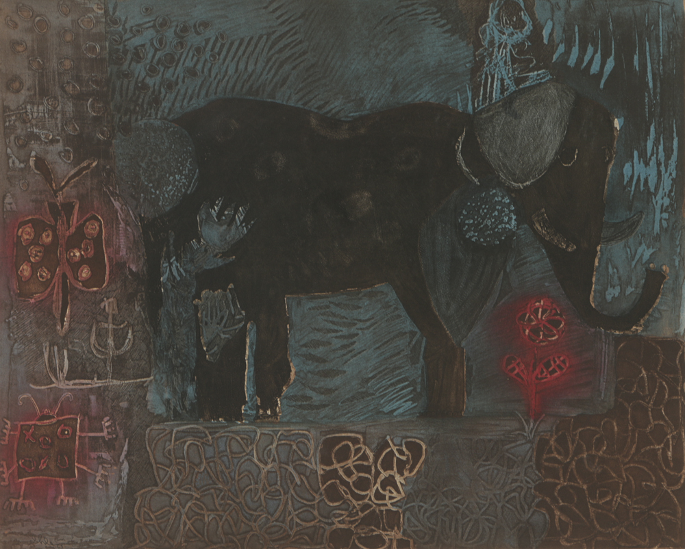 John Ihle Artist's Proof Color Etching on Paper "Ungawa, Tantor"