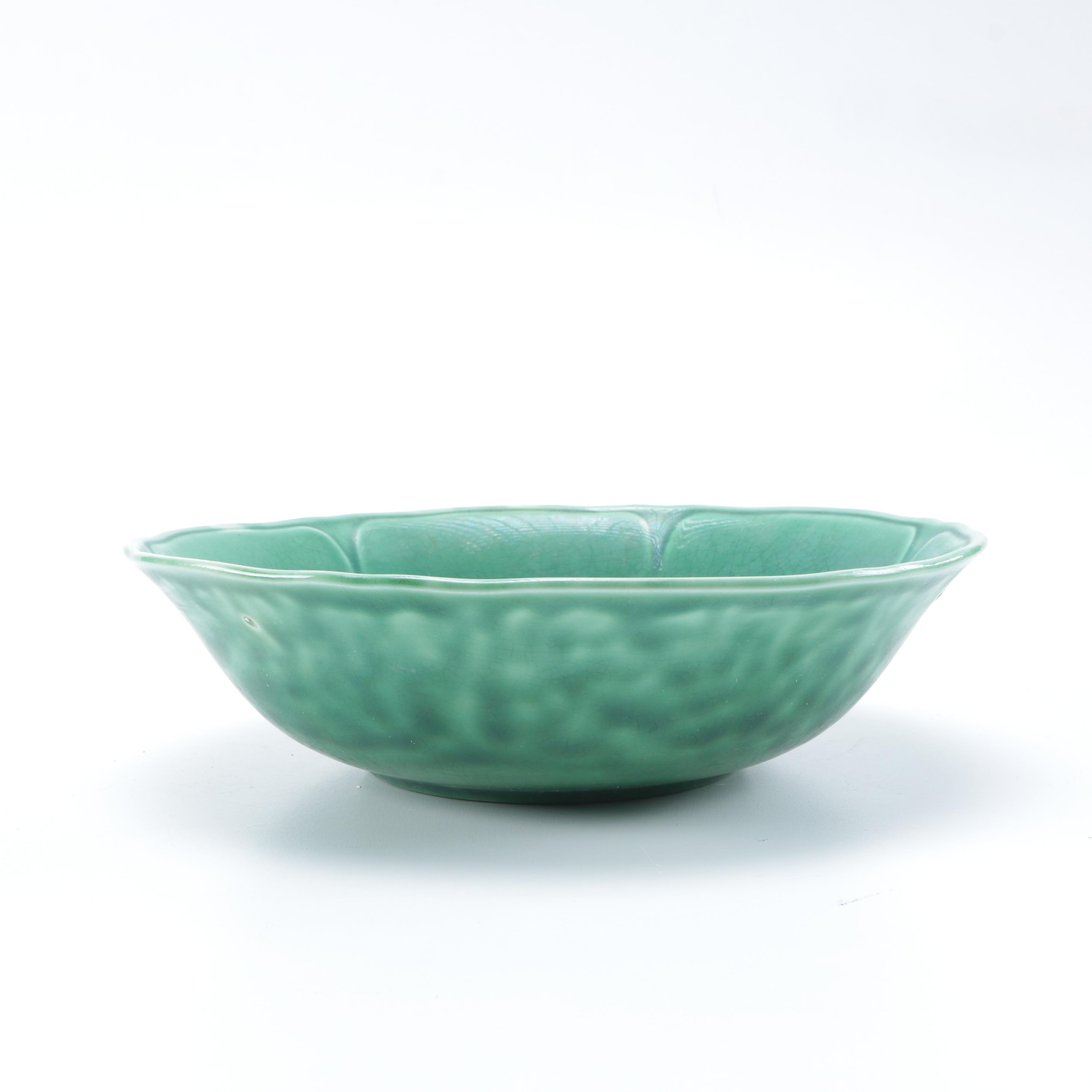Set of Green Glazed Ceramic Dishes
