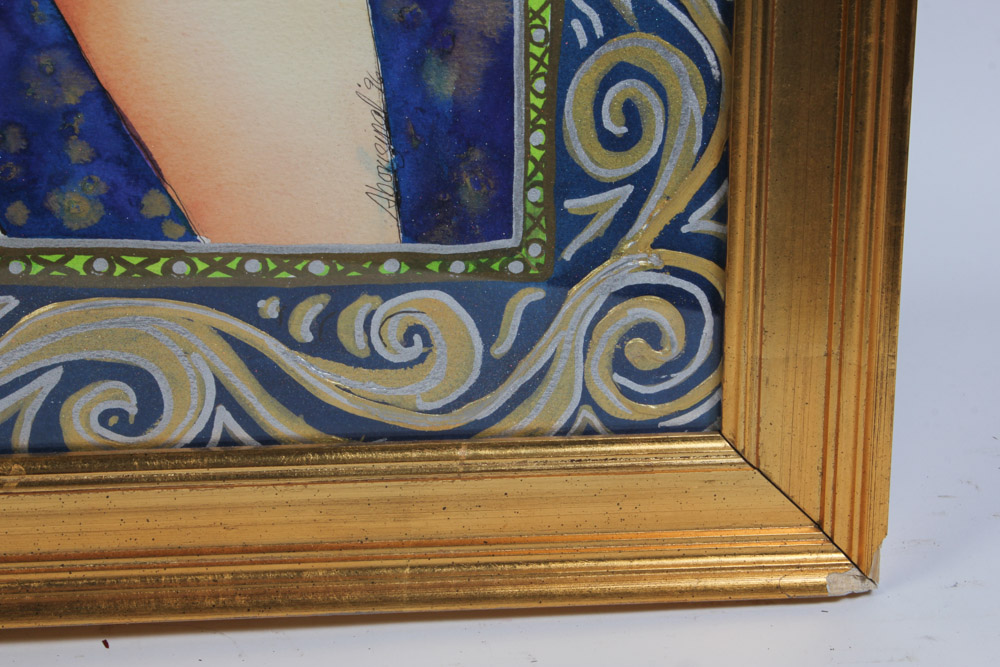 Mixed Media on Paper of Nude Women Signed Aboriginal