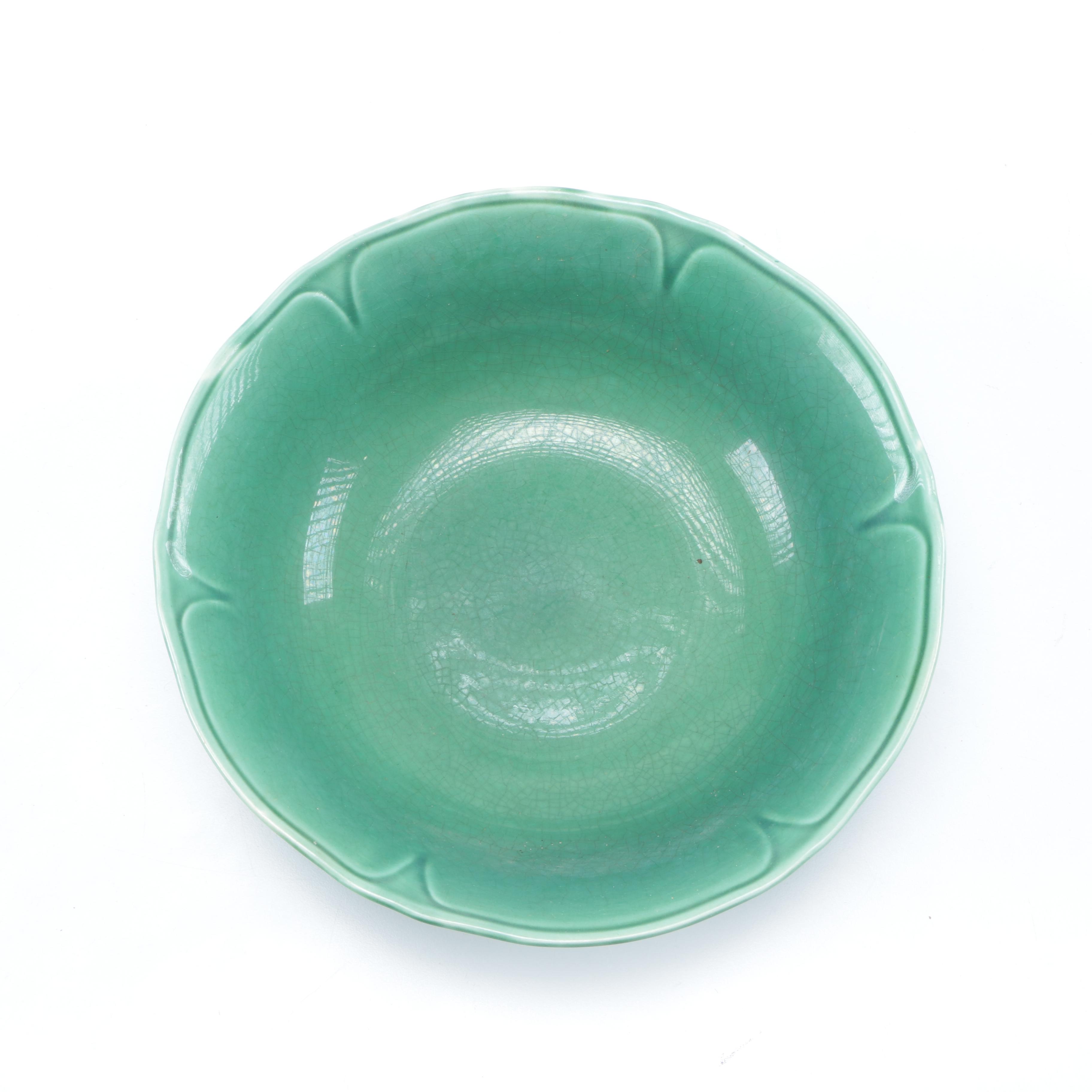 Set of Green Glazed Ceramic Dishes