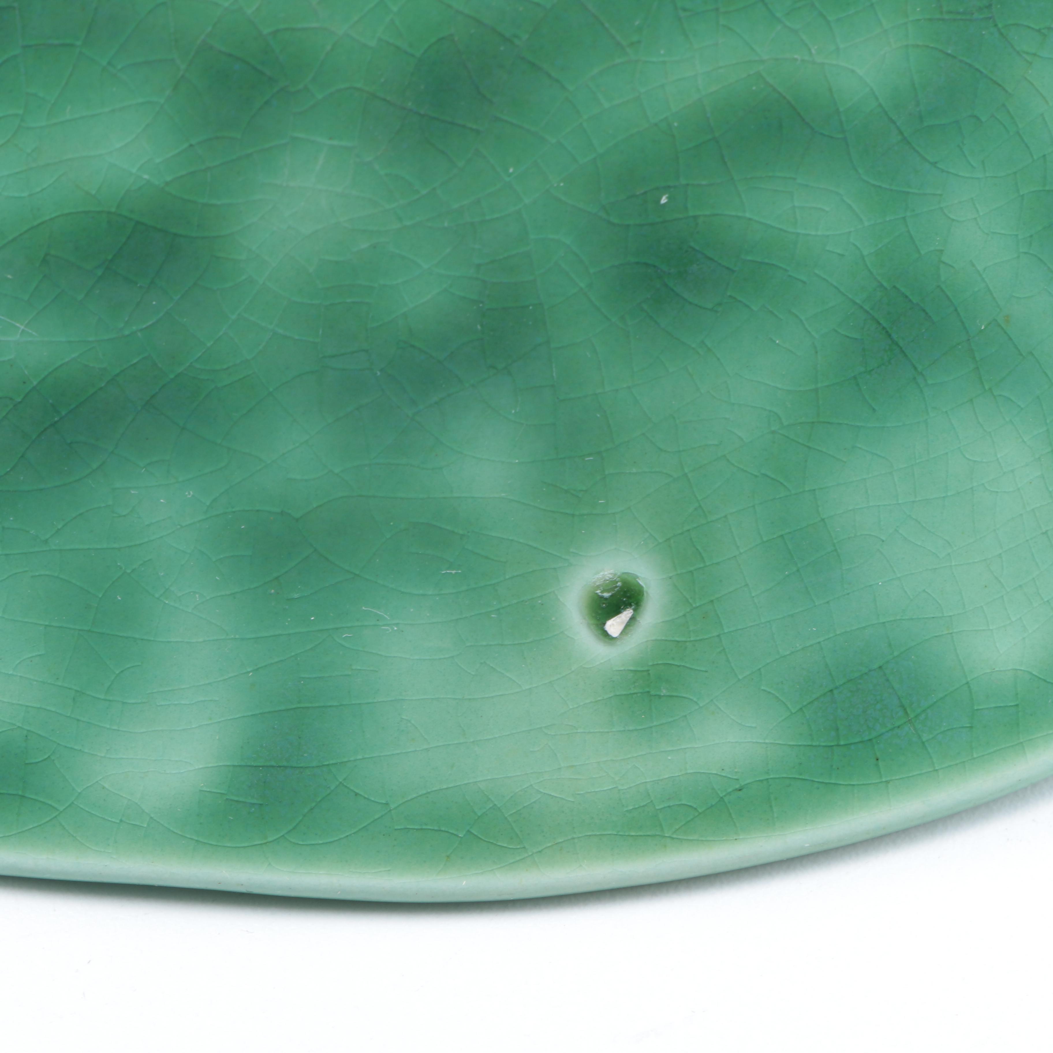 Set of Green Glazed Ceramic Dishes