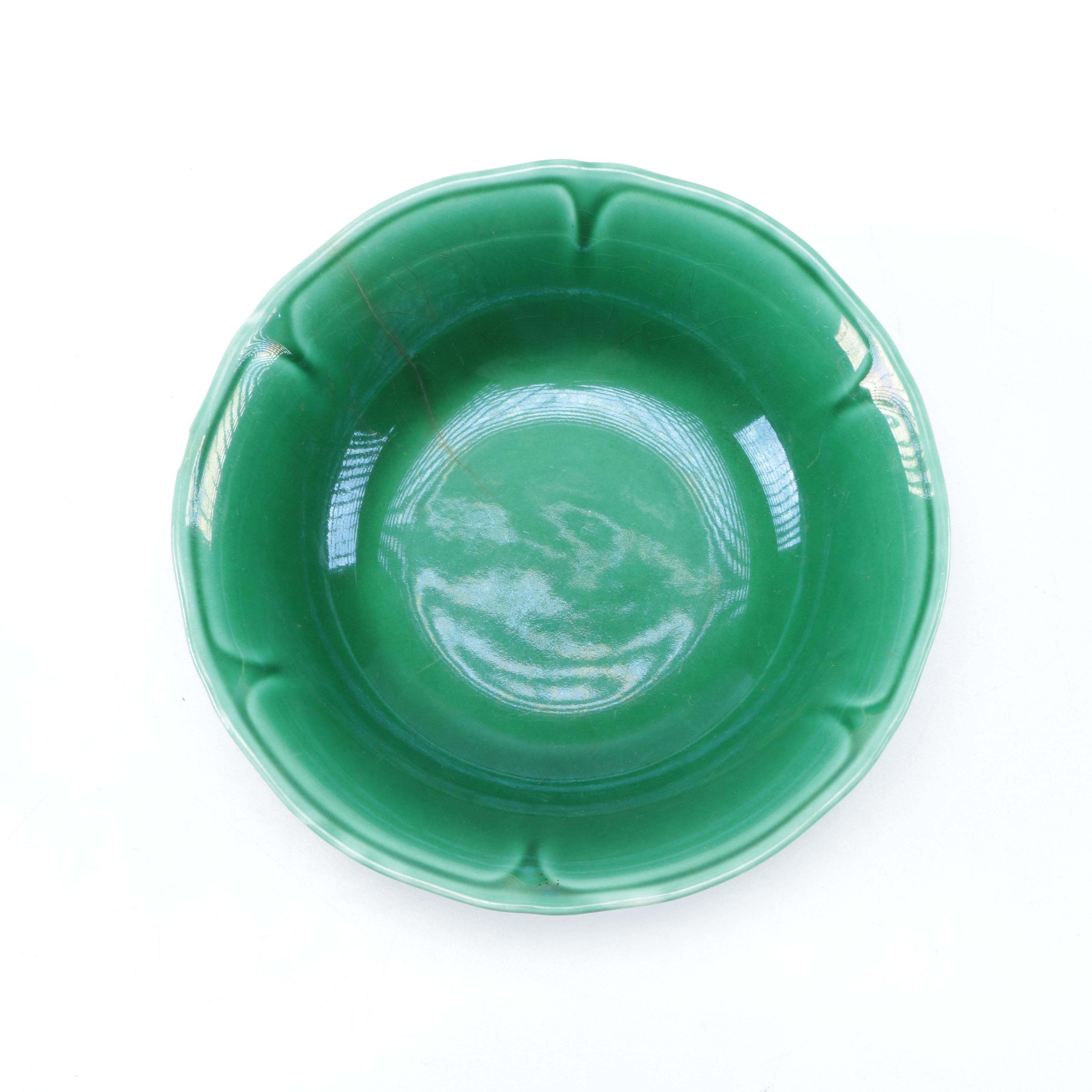 Set of Green Glazed Ceramic Dishes