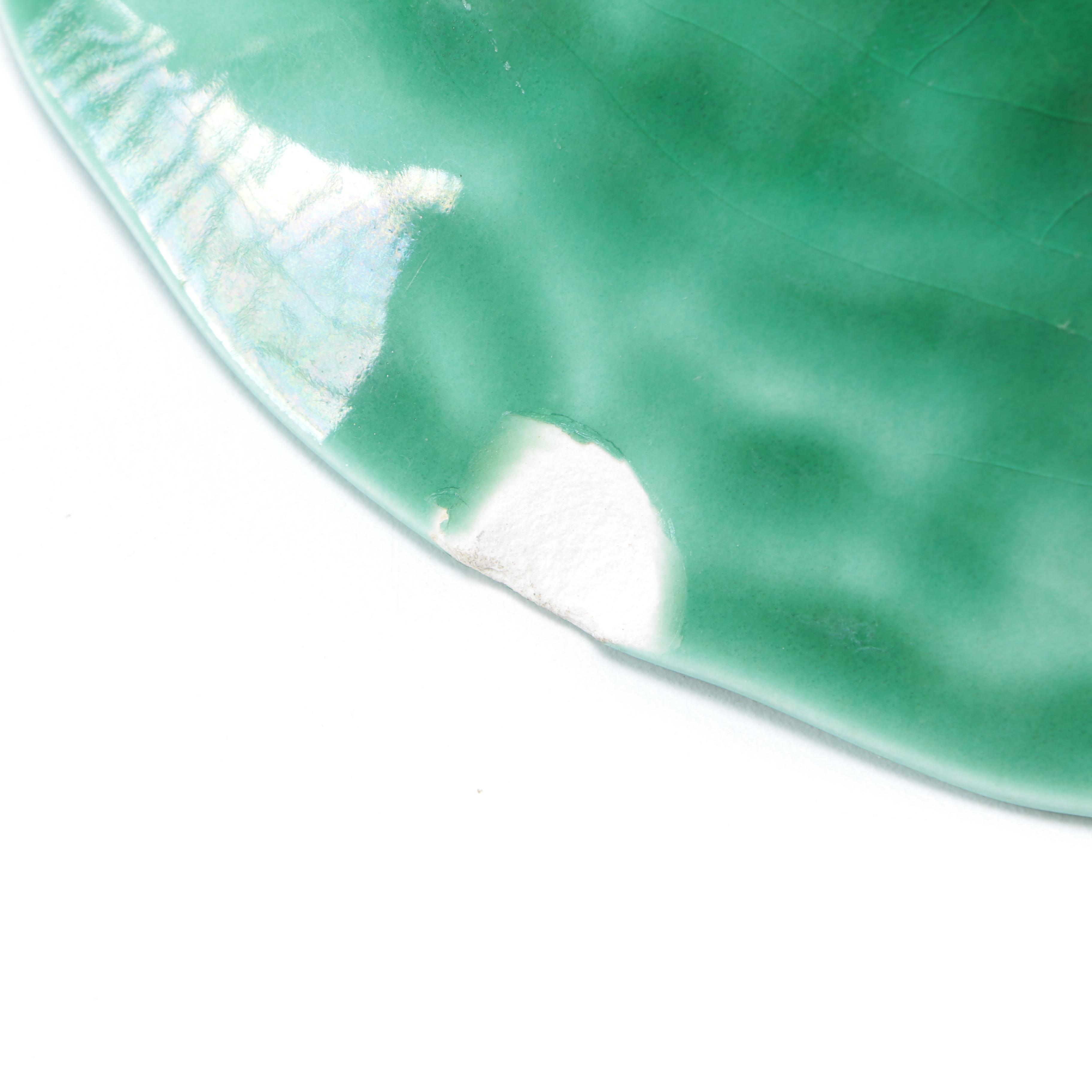 Set of Green Glazed Ceramic Dishes