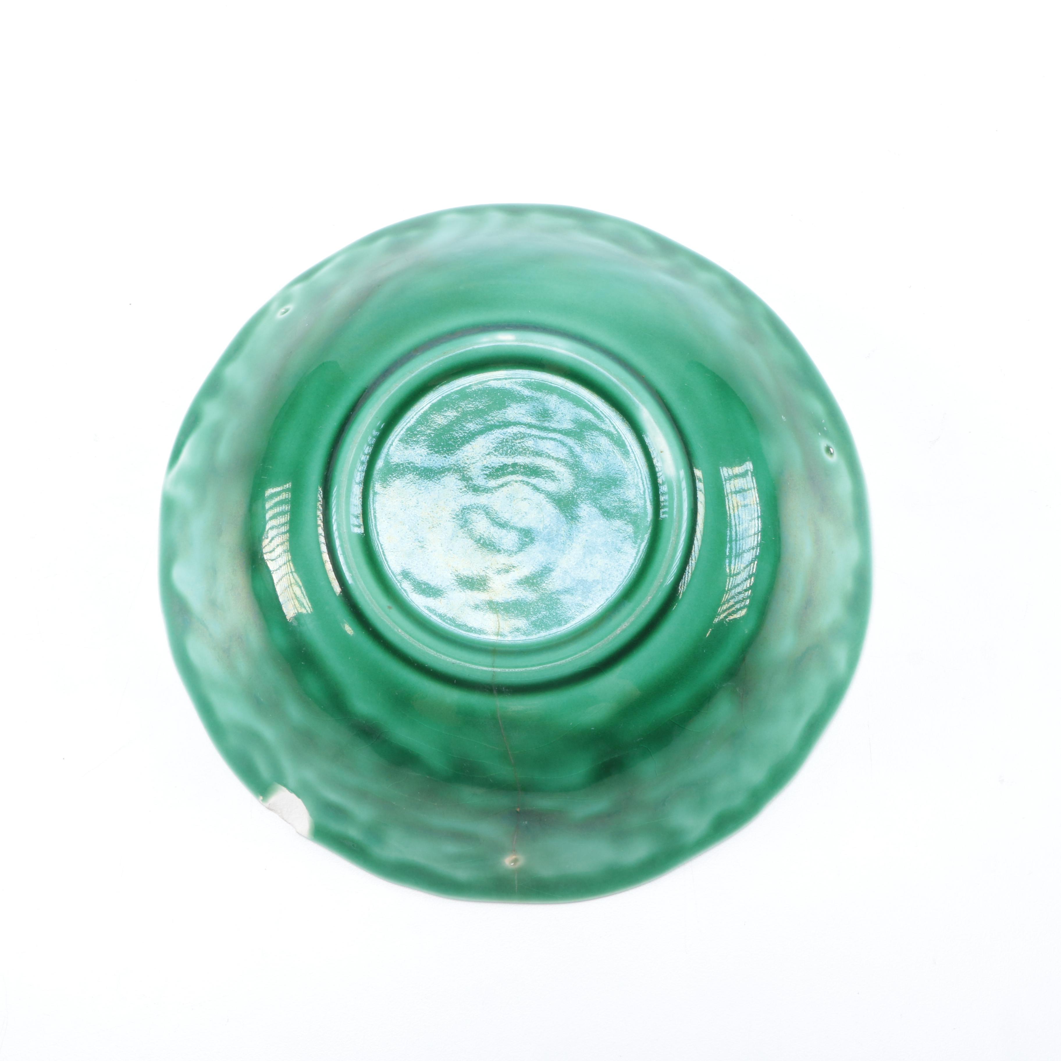 Set of Green Glazed Ceramic Dishes