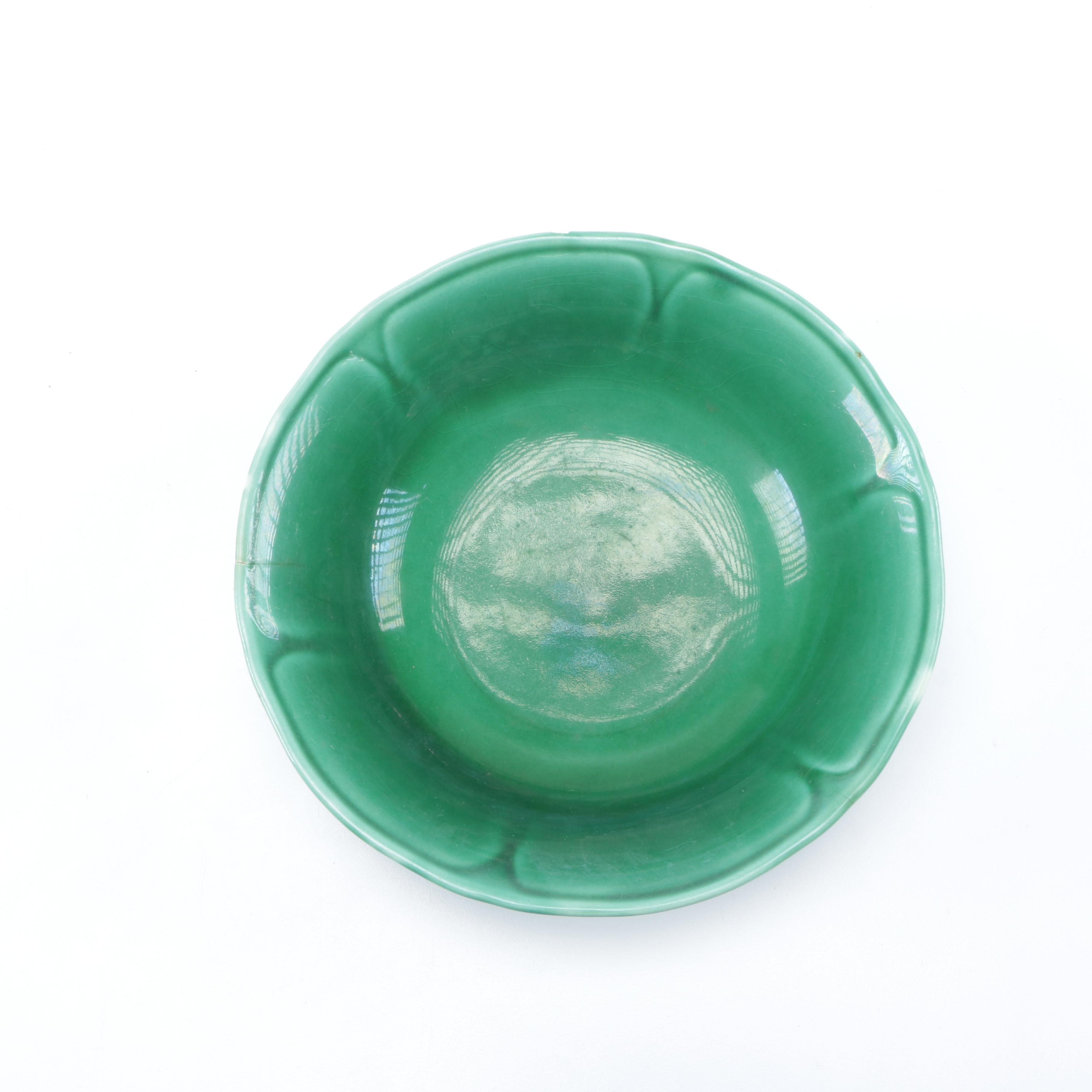 Set of Green Glazed Ceramic Dishes