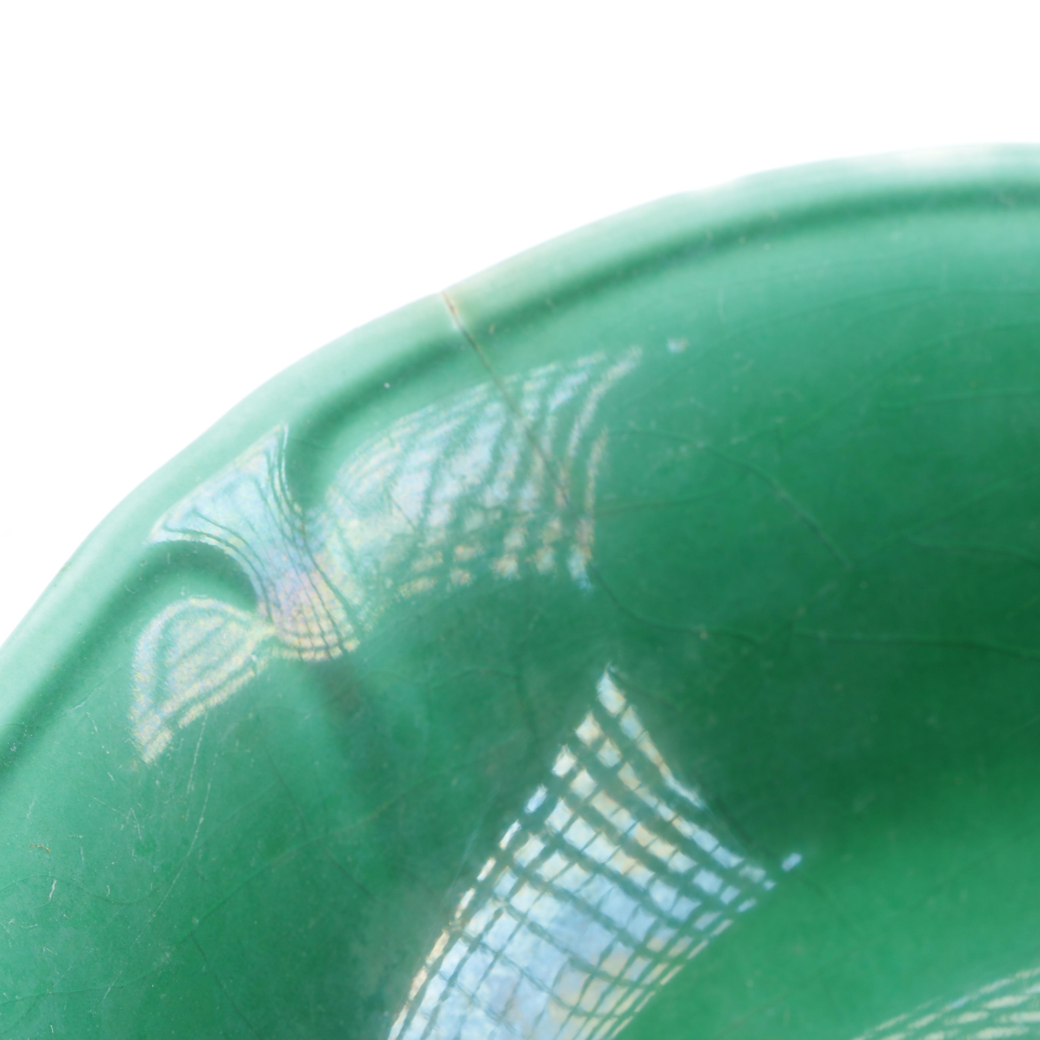 Set of Green Glazed Ceramic Dishes