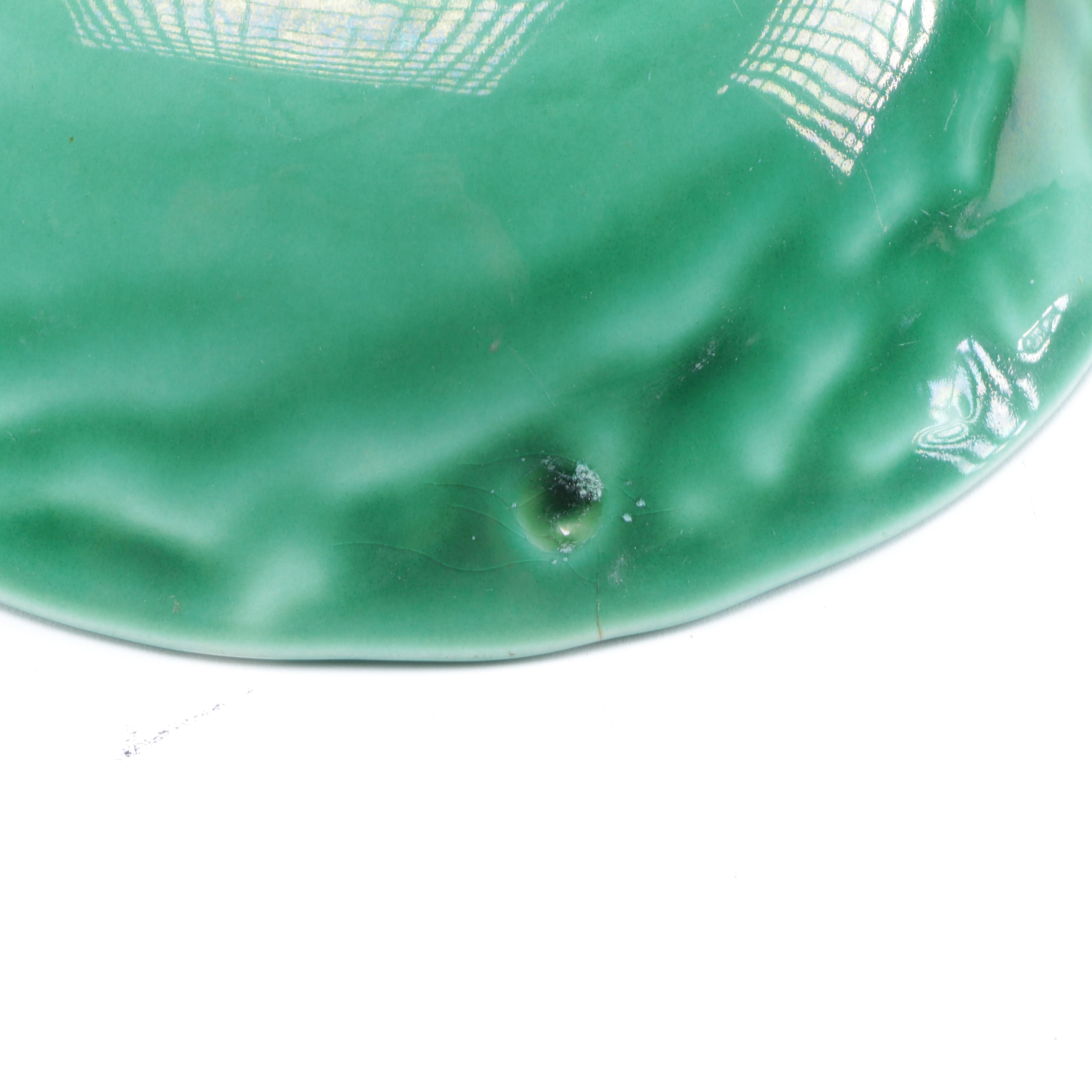 Set of Green Glazed Ceramic Dishes