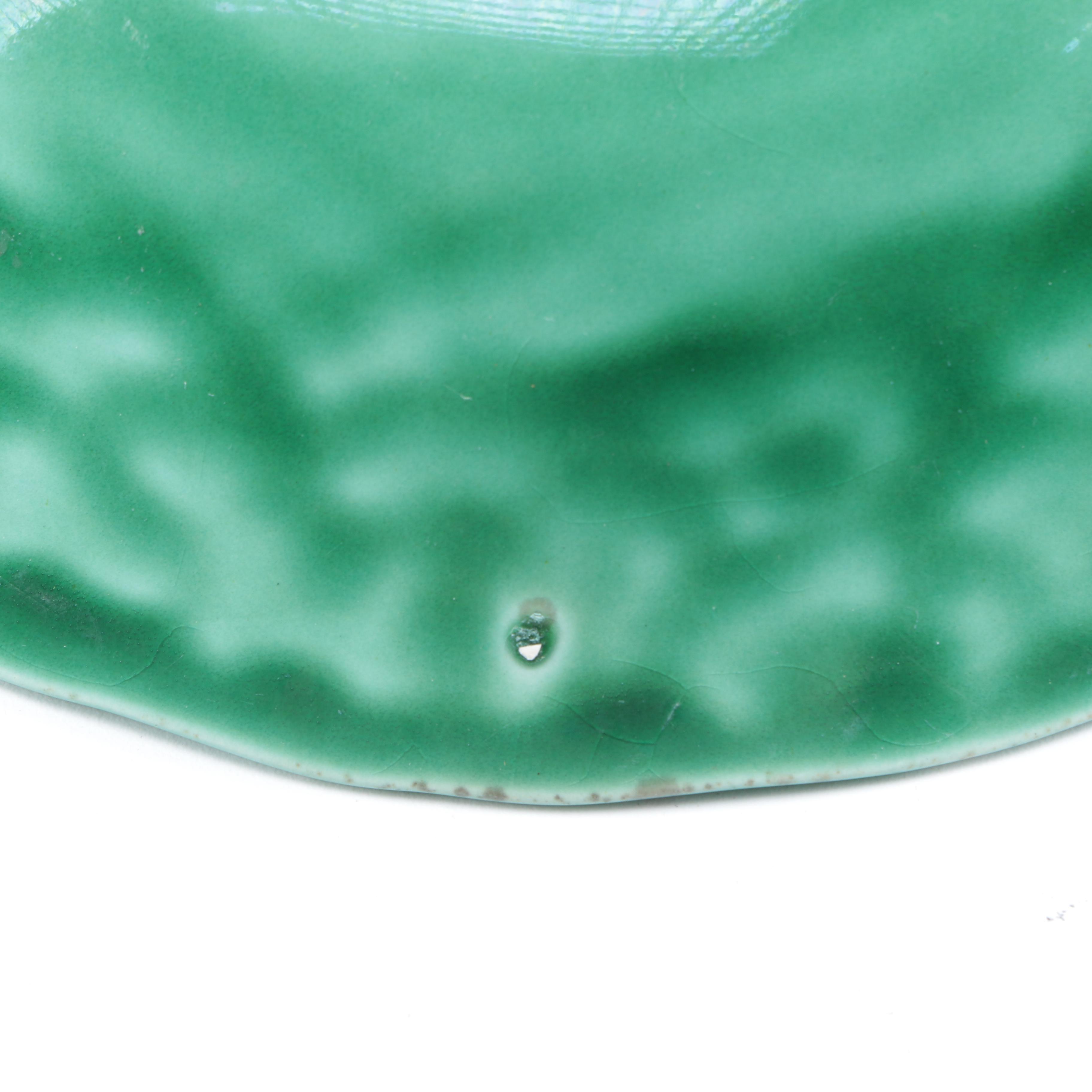 Set of Green Glazed Ceramic Dishes