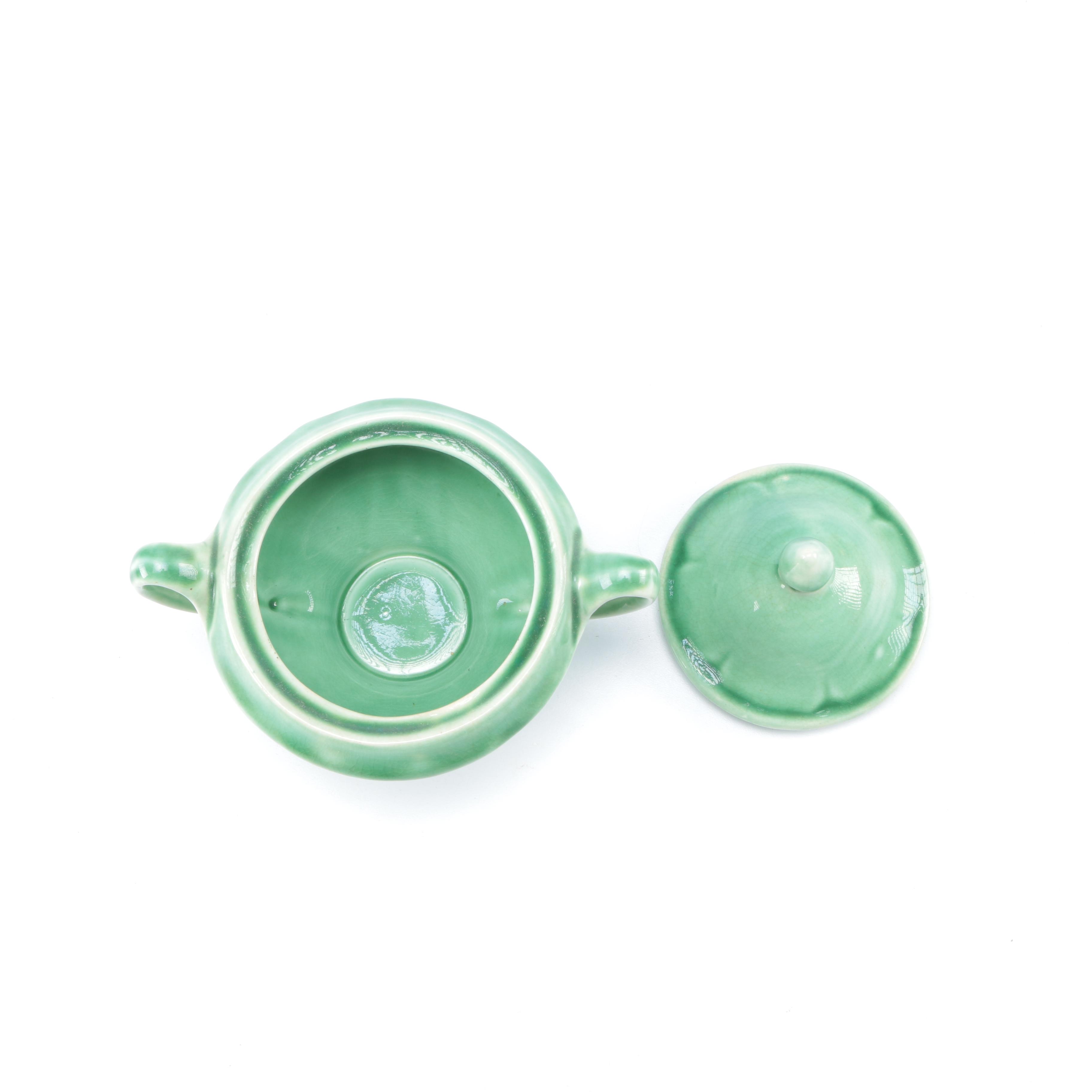 Set of Green Glazed Ceramic Dishes