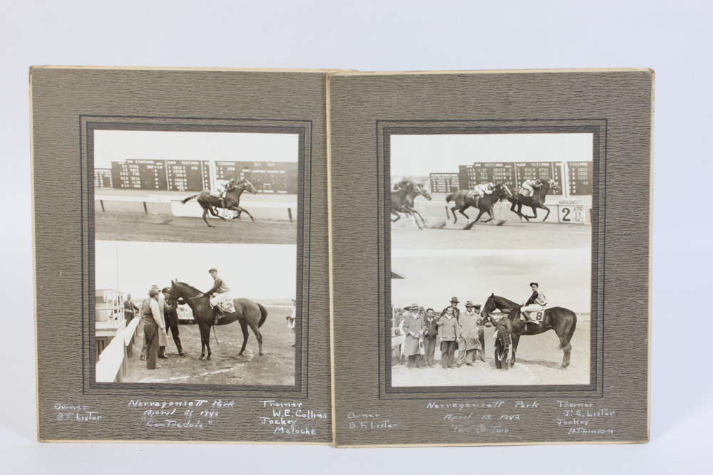 Collection of Narragansett Park Black and White Photographs of Race Horses