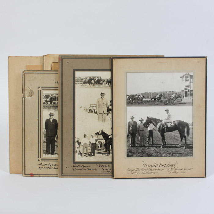 Collection of Black and White Photographs of Race Horses