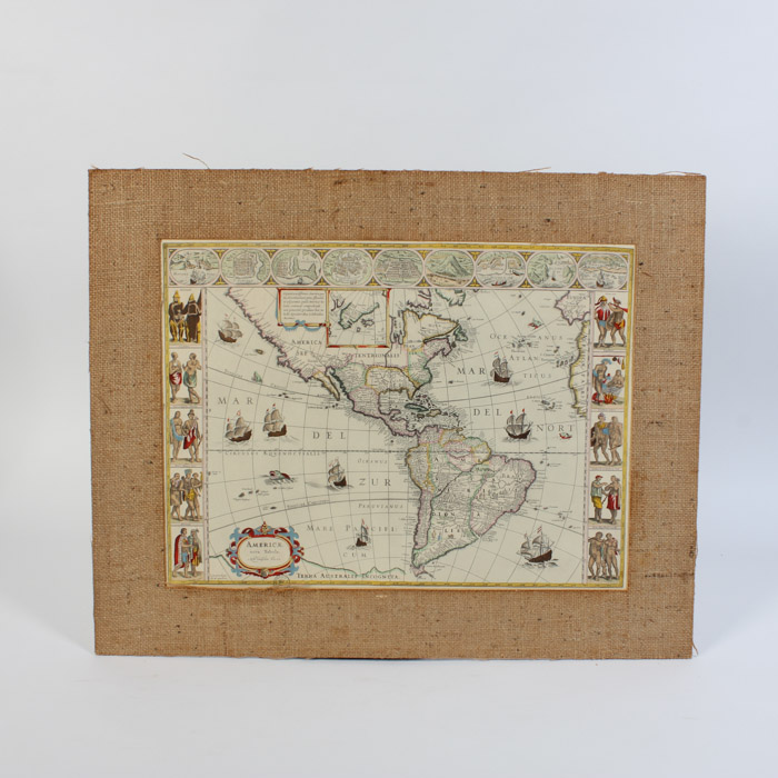 Hand Colored Lithograph After "Americae Nova Tabula"