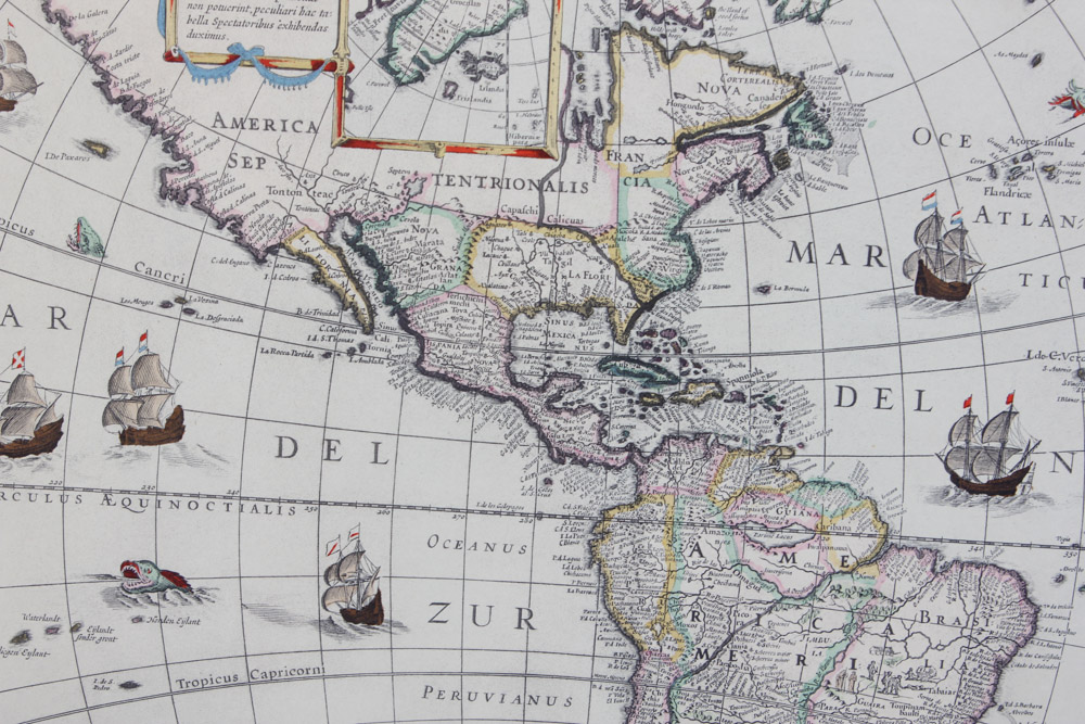 Hand Colored Lithograph After "Americae Nova Tabula"