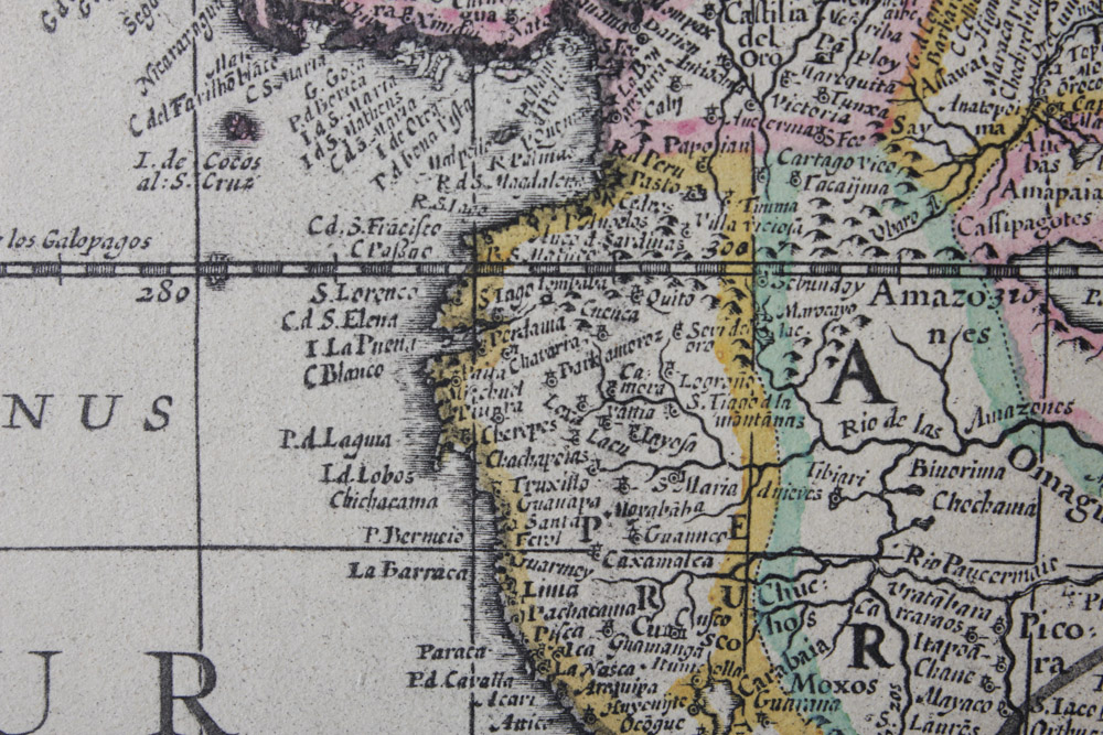 Hand Colored Lithograph After "Americae Nova Tabula"