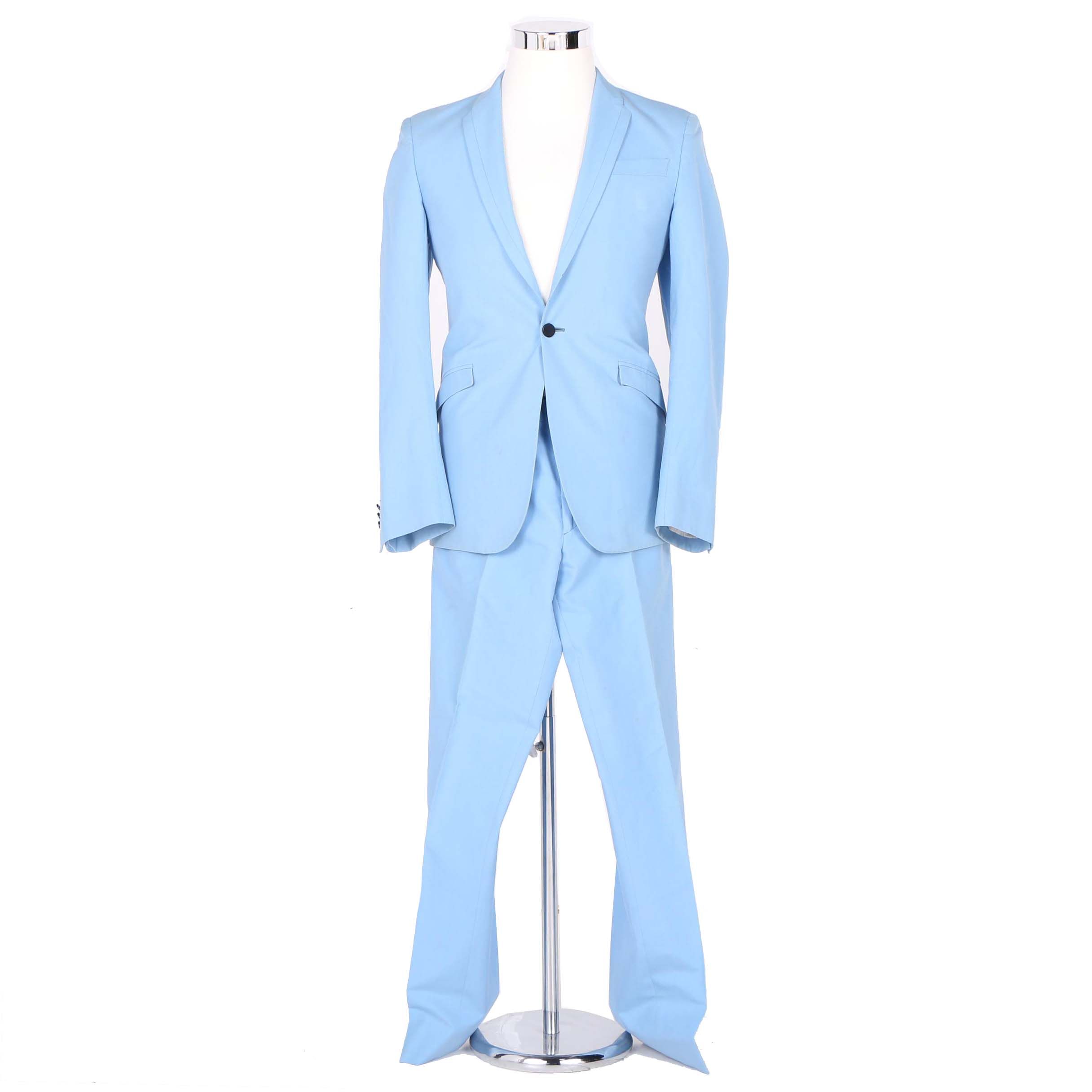 Men's Thierry Mugler Powder Blue Suit Set